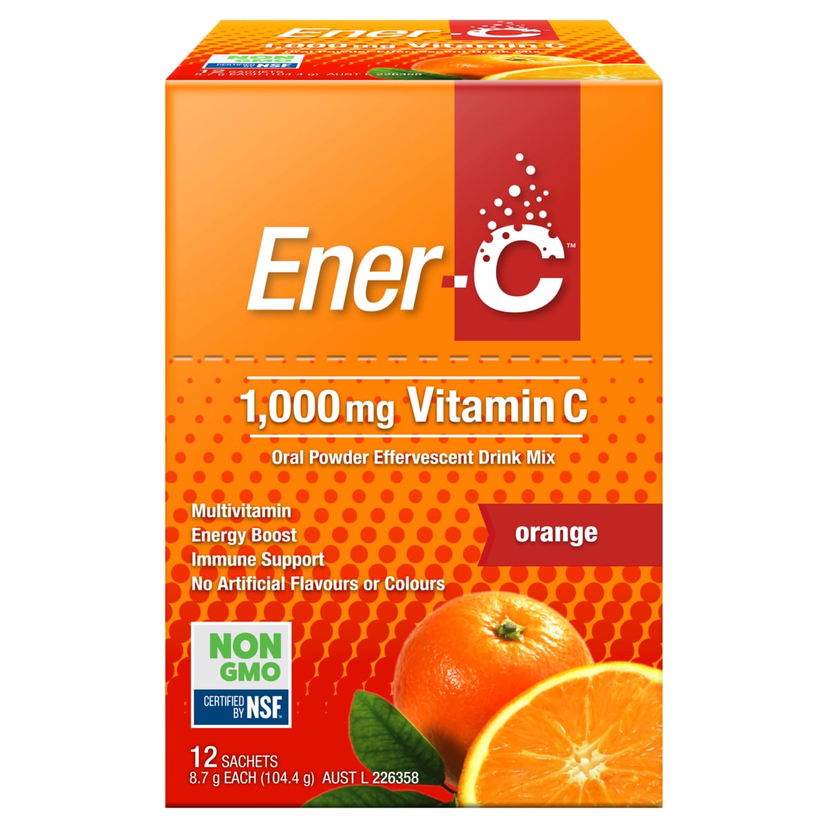 Ener-C 1000mg Vitamin C Orange Flavour 12 Sachets | Healthylife