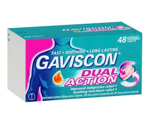 Gaviscon Dual Action Heartburn & Indigestion Peppermint 48 Chewable Tablets