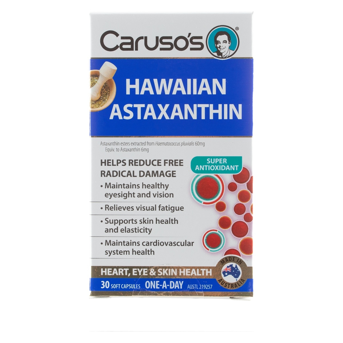 Carusos Hawaiian Astaxanthin 30 Capsules | Healthylife