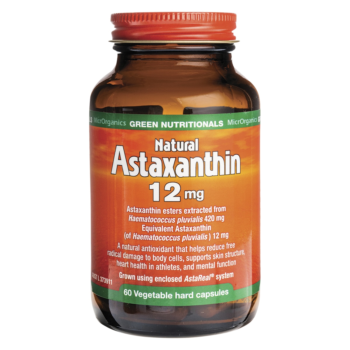 Green Nutritionals Natural Astaxanthin 12mg 60 Vegan Caps | Healthylife