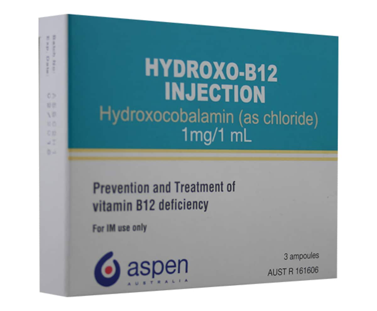 Hydroxo-B12 Hydroxocobalamin (1000mcg/ml) Injection 3 Ampoules Australia