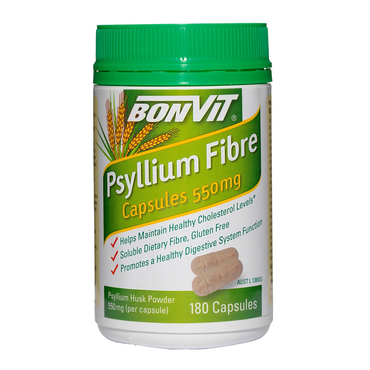 Bonvit Psyllium Fibre 550mg 180 Capsules | Healthylife