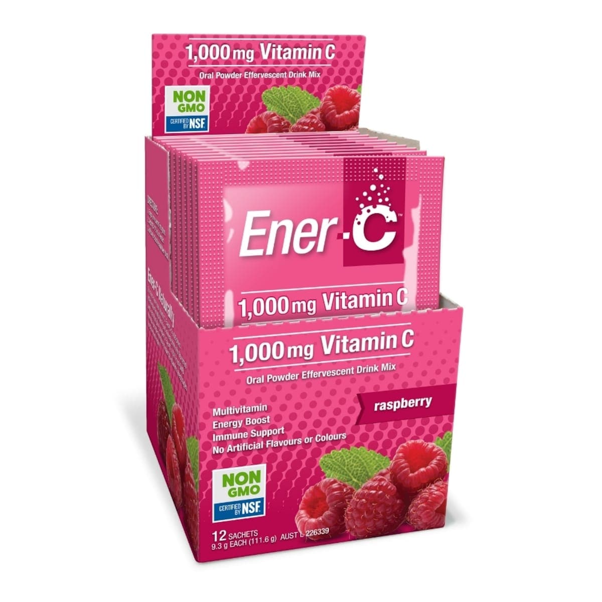 Ener-C 1000mg Vitamin C Raspberry Flavour 12 Sachets | Healthylife