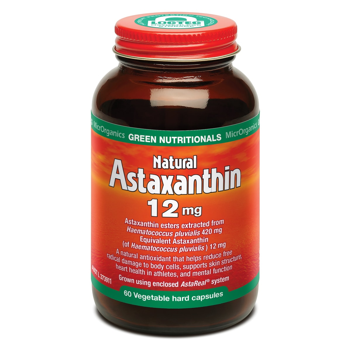 Green Nutritionals Natural Astaxanthin 12mg 60 Vegan Caps | Healthylife Green Nutritionals Natural Astaxanthin 12mg 60 Vegan Caps | Healthylife