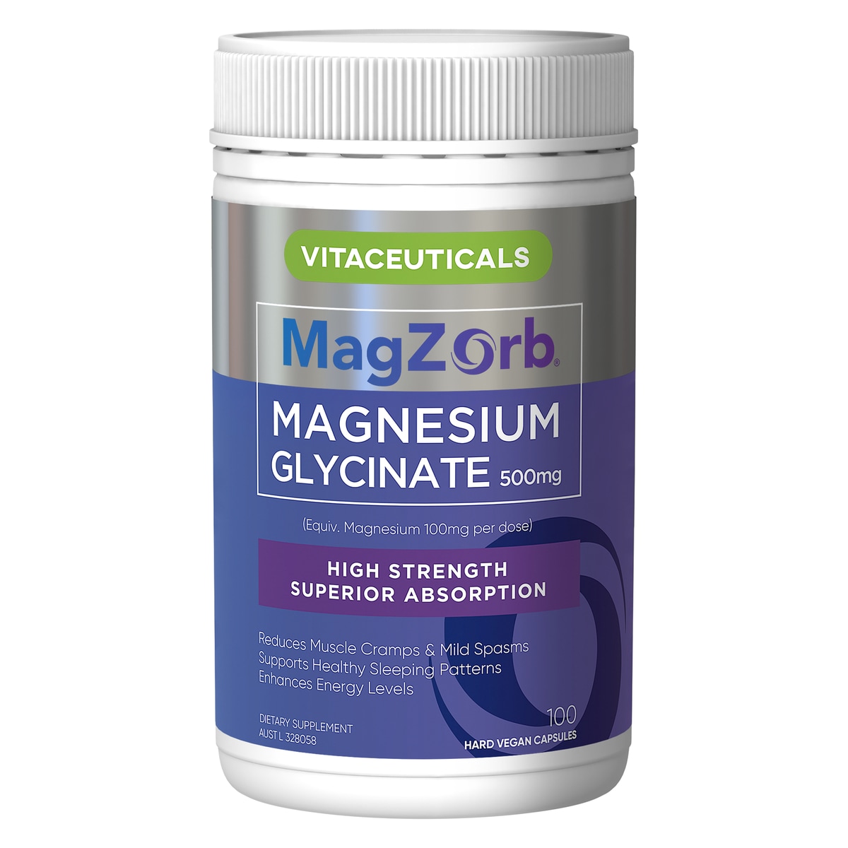 Vitaceuticals MagZorb Magnesium Glycinate 500mg 100 Capsules | Healthylife Vitaceuticals MagZorb Magnesium Glycinate 500mg 100 Capsules | Healthylife