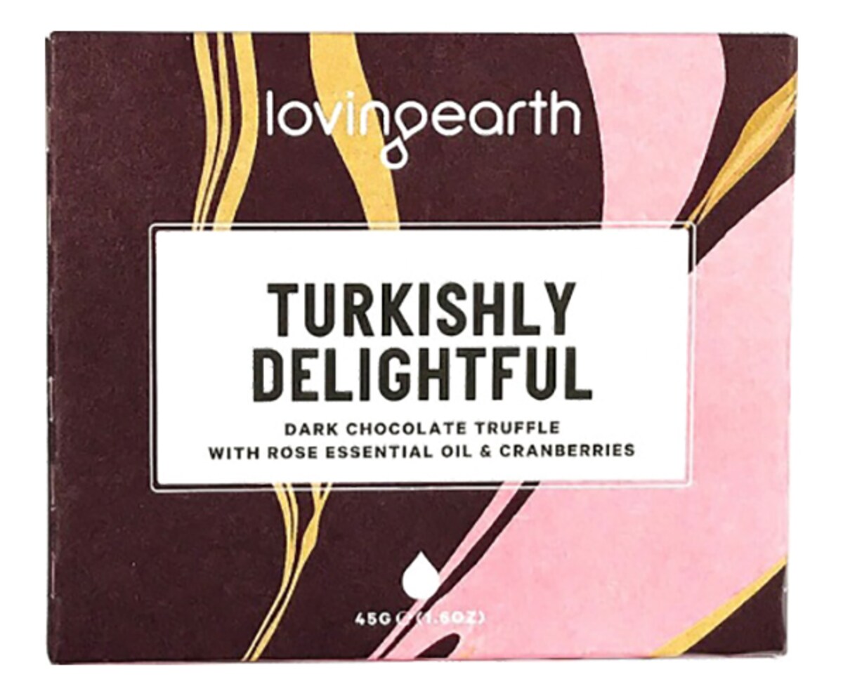 Lovingearth Turkishly Delightful Bar Dark Chocolate with Cranberries & Rose Oil 45g