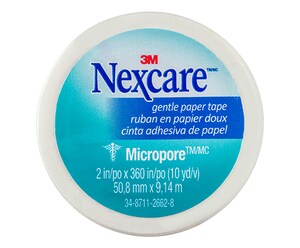 Nexcare Micropore Gentle Paper Tape White 50mm x 9.1m 1 Roll