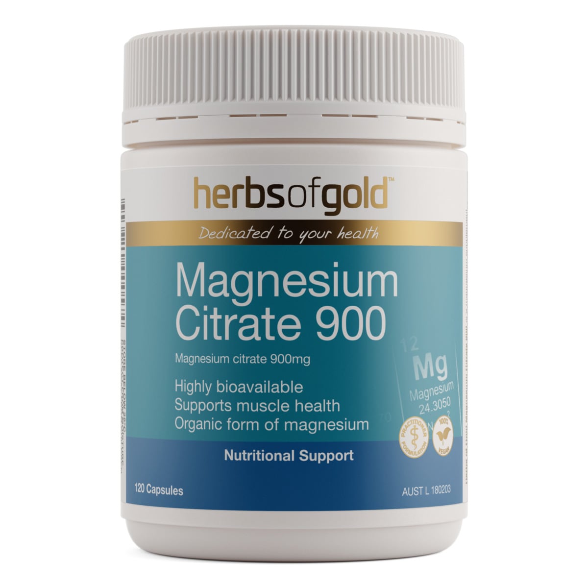 Herbs of Gold Magnesium Citrate 900 120 Capsules | Healthylife
