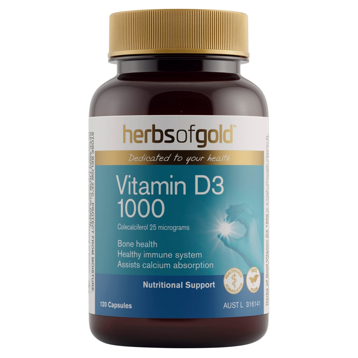 Herbs of Gold Vitamin D3 1000 120 Capsules | Healthylife