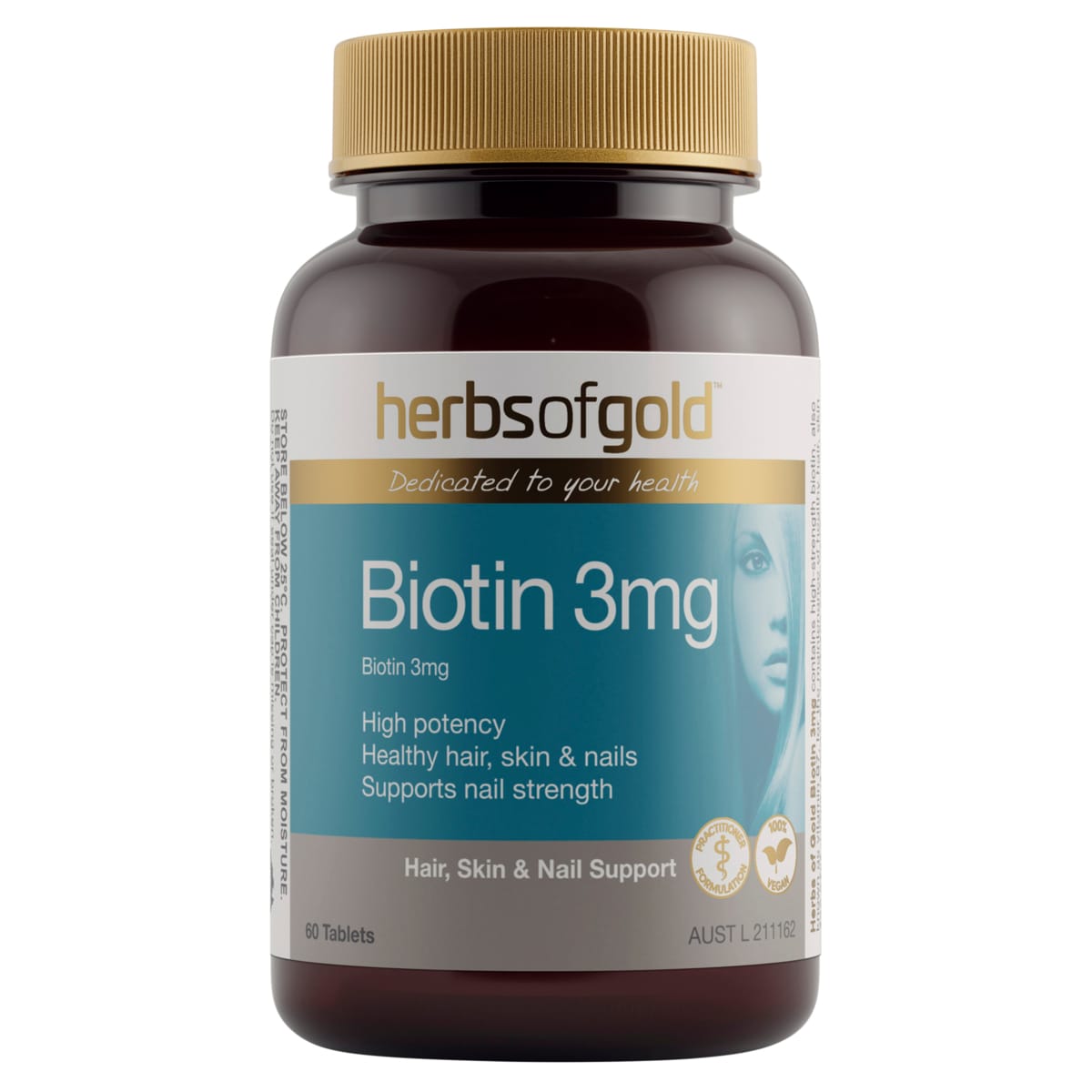 Herbs of Gold Biotin 3mg 60 Tablets | Healthylife