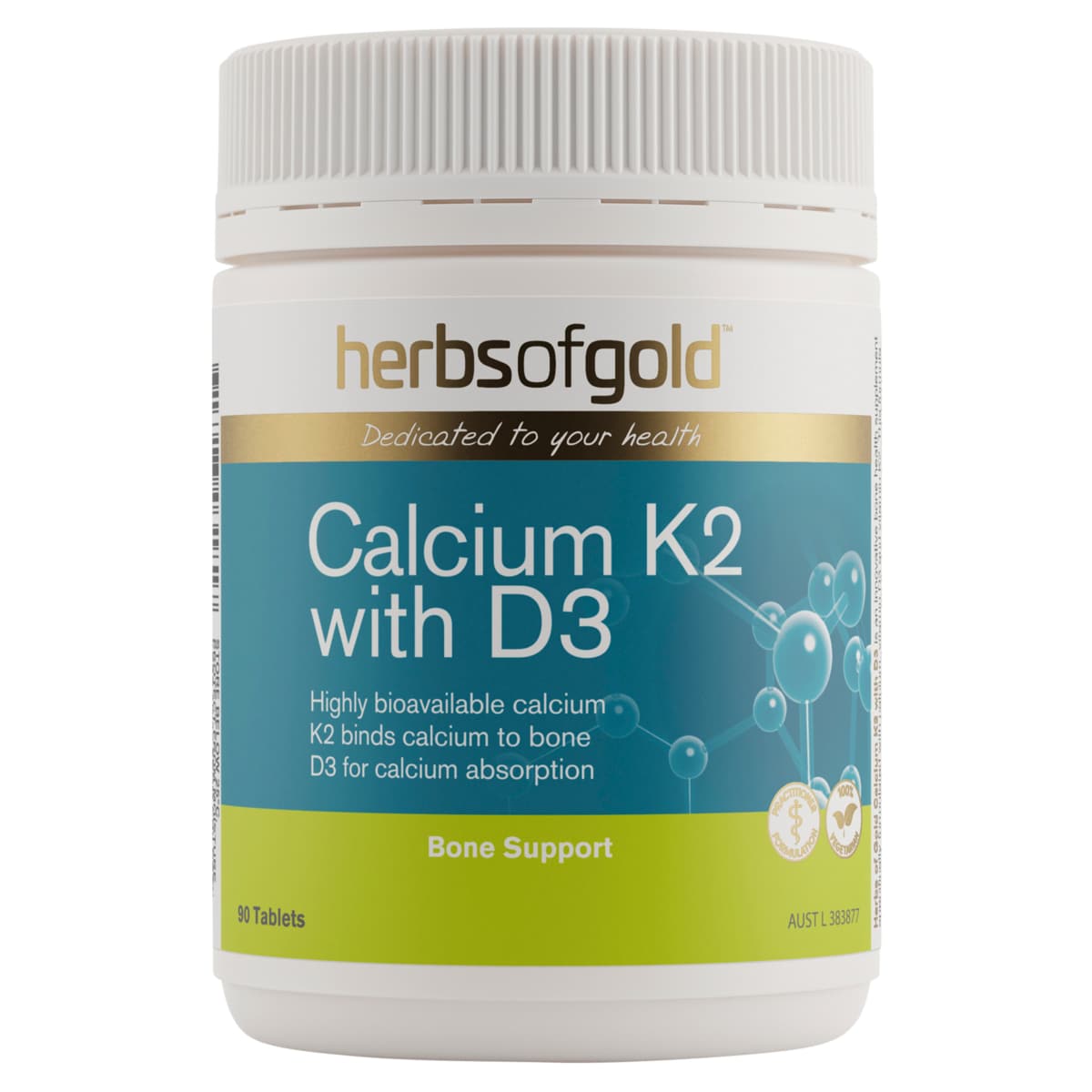 Herbs of Gold Calcium K2 with D3 90 Tablets | Healthylife