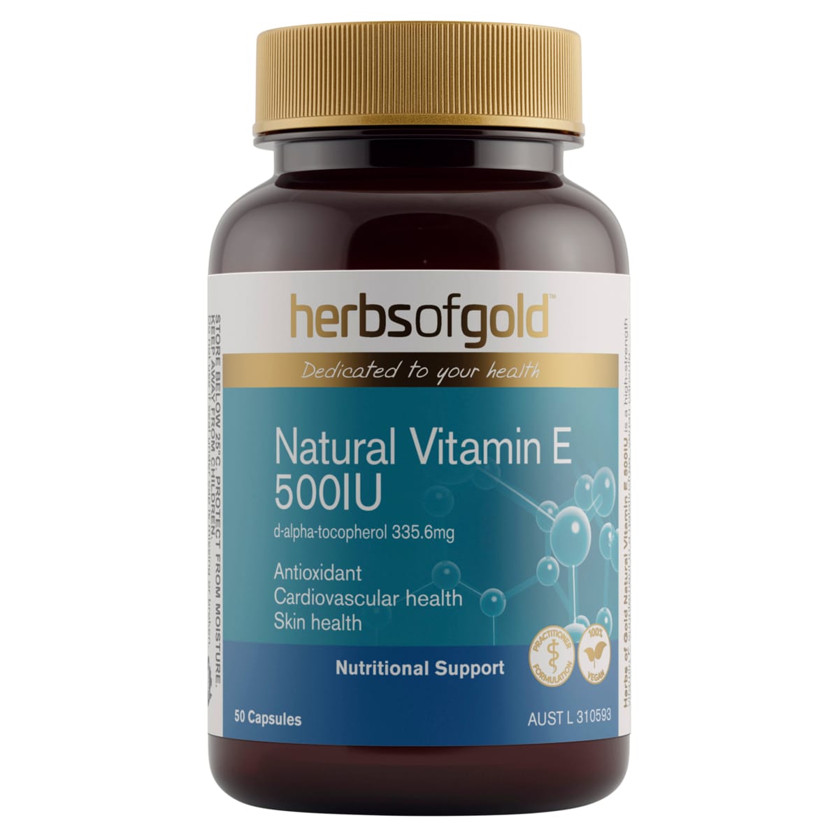 Herbs of Gold Natural Vitamin E 500IU 50 Capsules | Healthylife