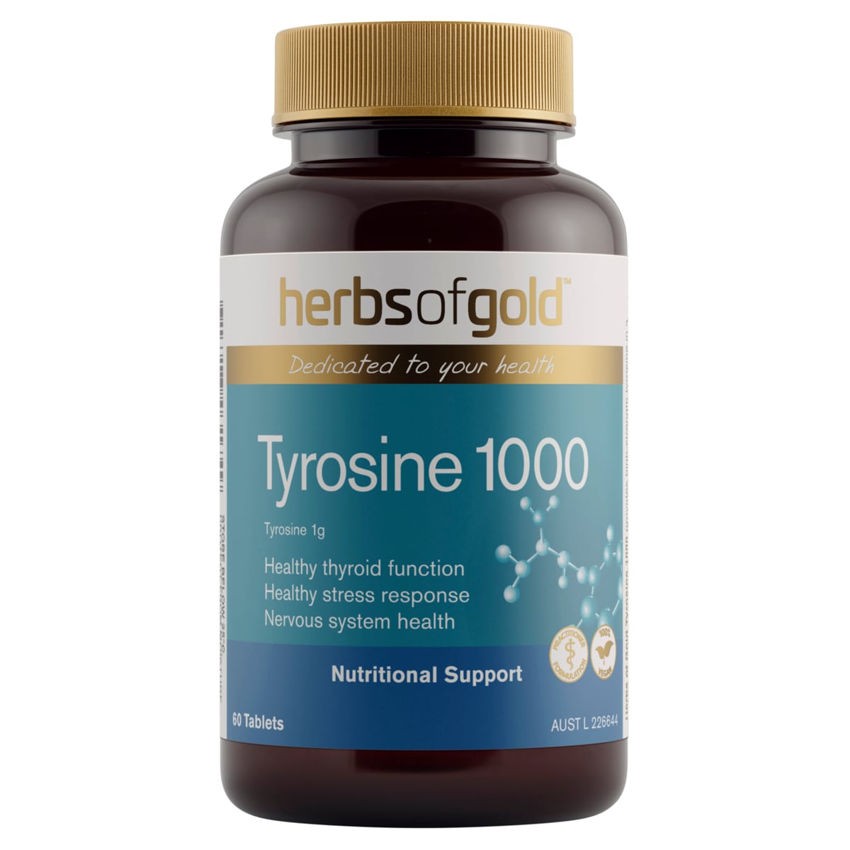 Herbs of Gold Tyrosine 1000 - 60 Tablets | Healthylife
