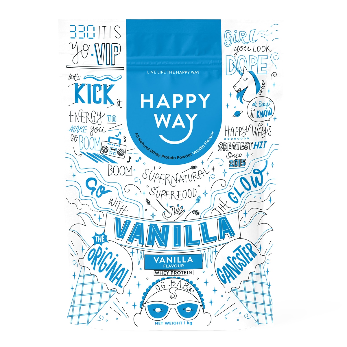 Happy Way Whey Protein Powder Vanilla 1kg | Healthylife