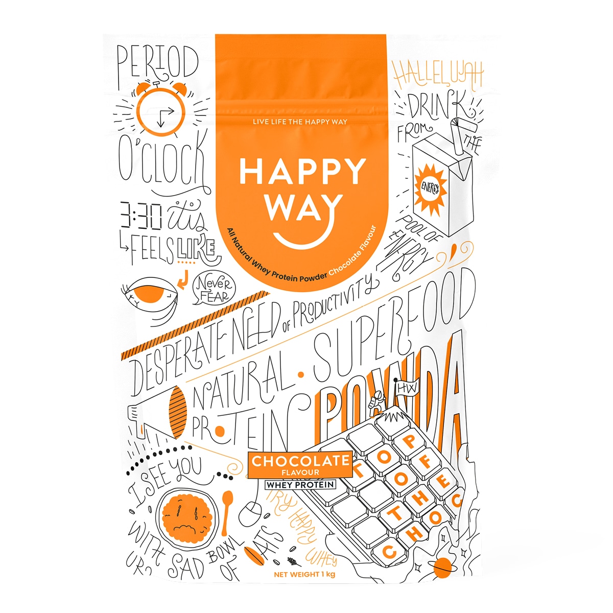 Happy Way Whey Protein Powder Chocolate 1kg | Healthylife