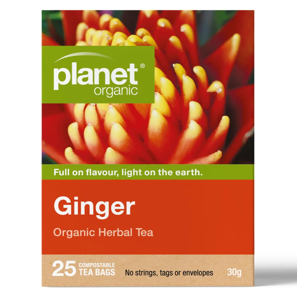 Planet Organic Ginger Herbal Tea Bags 25 Pack | Healthylife