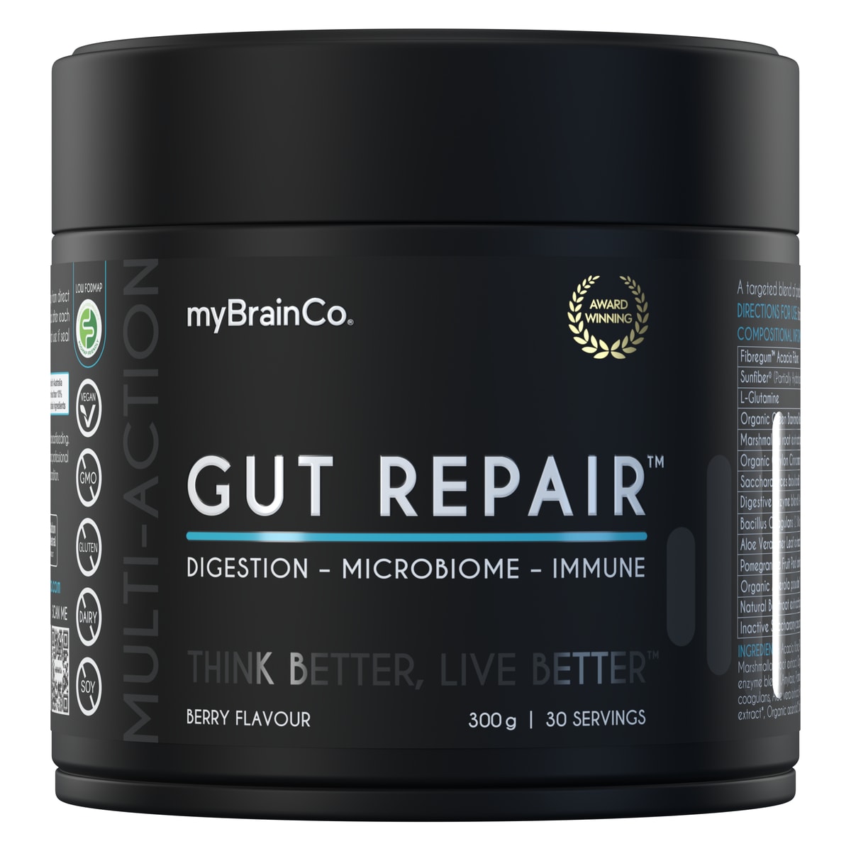 Mybrainco Gut Repair Powder Berry 300g | Healthylife