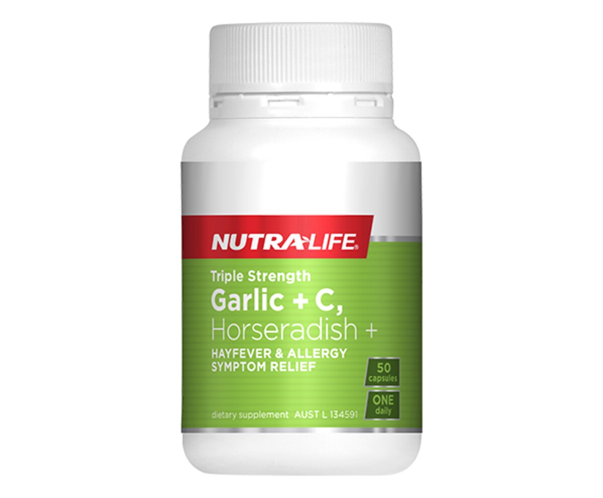 Nutra-Life Triple Strength Garlic + C, Horseradish+ 50 Capsules