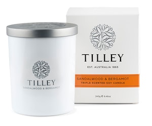 Tilley Scented Soy Candle Sandalwood & Bergamot 240g