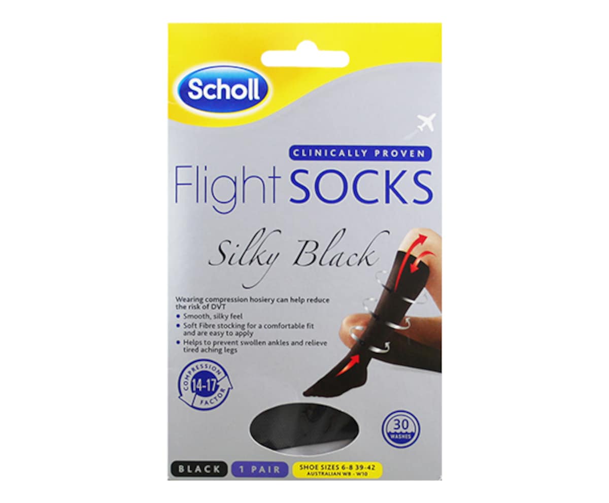 Scholl Flight Socks Silky Black Ladies Australian W6-W8 1 Pair