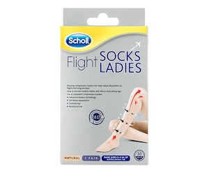 Scholl Flight Socks Ladies Natural Australian W4-W6 1 Pair