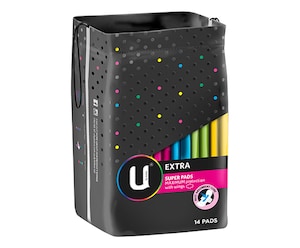 U by Kotex Extra Super Pads with Wings 14 Pack