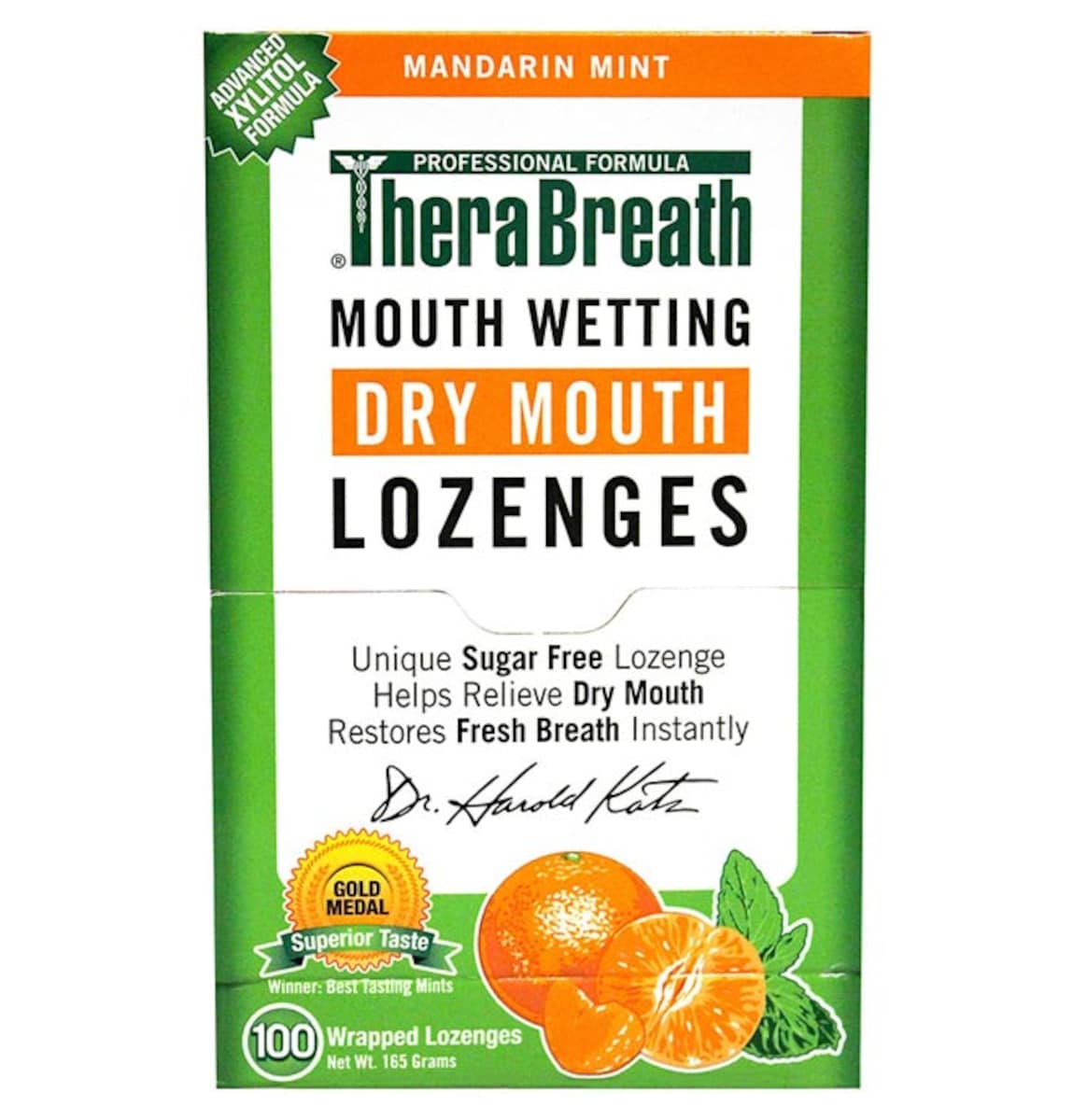 TheraBreath Dry Mouth Lozenges Mandarin Mint 100 Pack