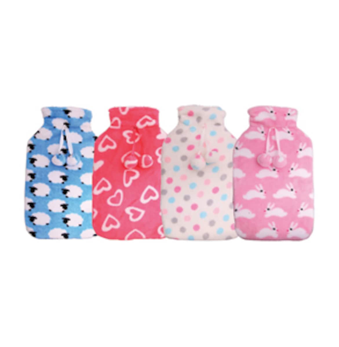 McGloins Hot Water Bottle with Coral Fleece Cover (Assorted Designs Selected at Random)