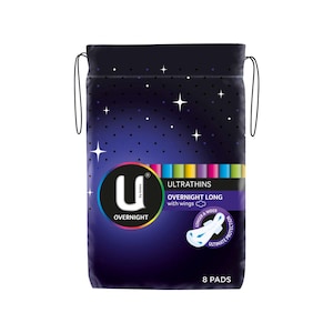 U by Kotex UltraThins Overnight Long Wing Pads 8 Pack
