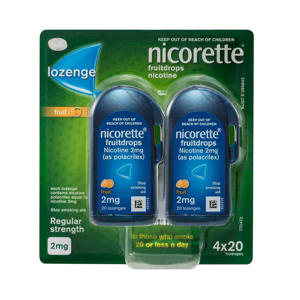 Nicorette Quit Smoking Fruitdrops 2mg 80 Nicotine Lozenges