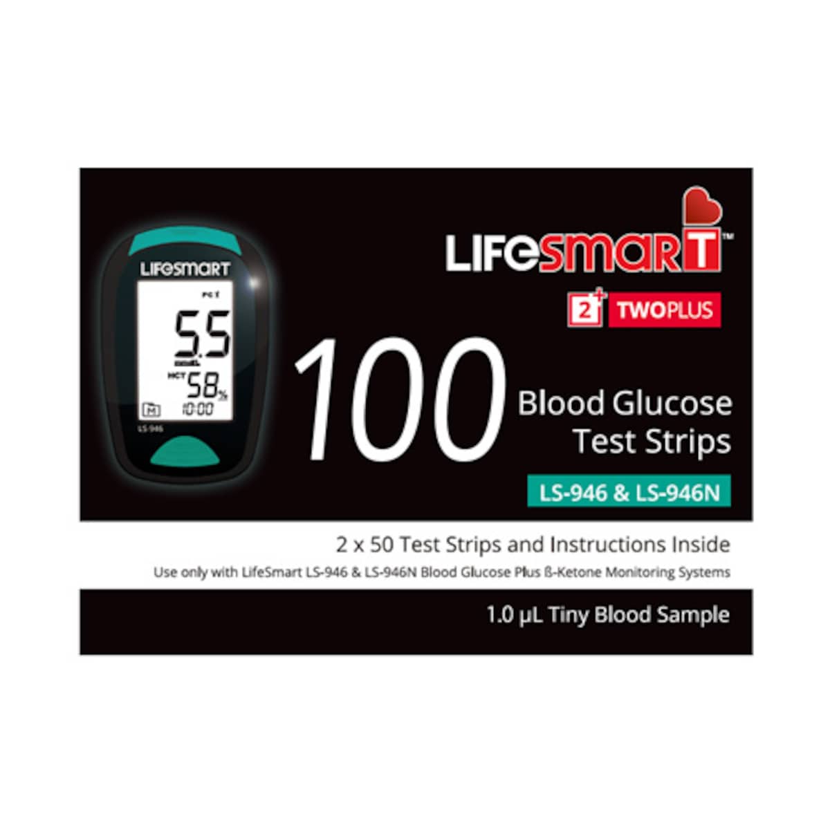 LifeSmart TwoPlus Blood Glucose Test Strips 2 x 50 Strips