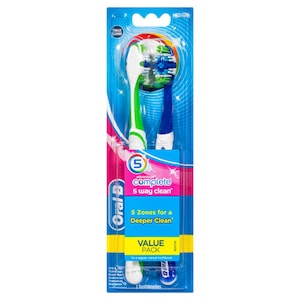 Oral B Toothbrush Complete 5-Way Clean Medium 2 Pack