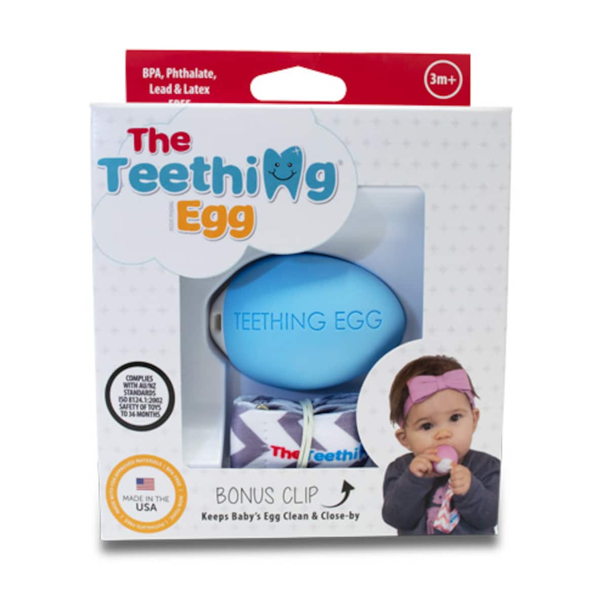 The Teething Egg Blue with Bonus Clip