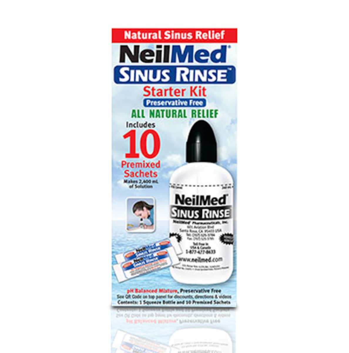 NeilMed Sinus Rinse Starter Kit with 10 Premixed Sachets
