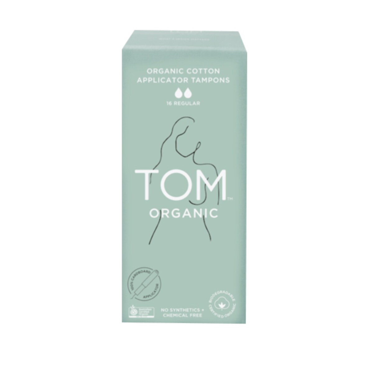 Tom Organic Organic Applicator Tampons 16 Regular Tampons