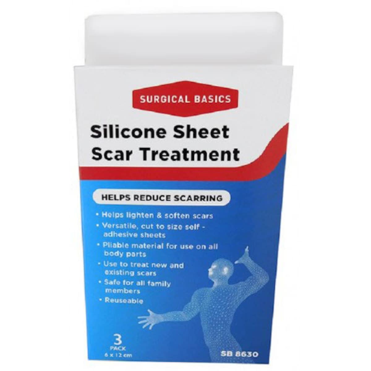 Surgical Basics Silicone Sheet Scar Treatment 6 x 12cm 3 Sheets