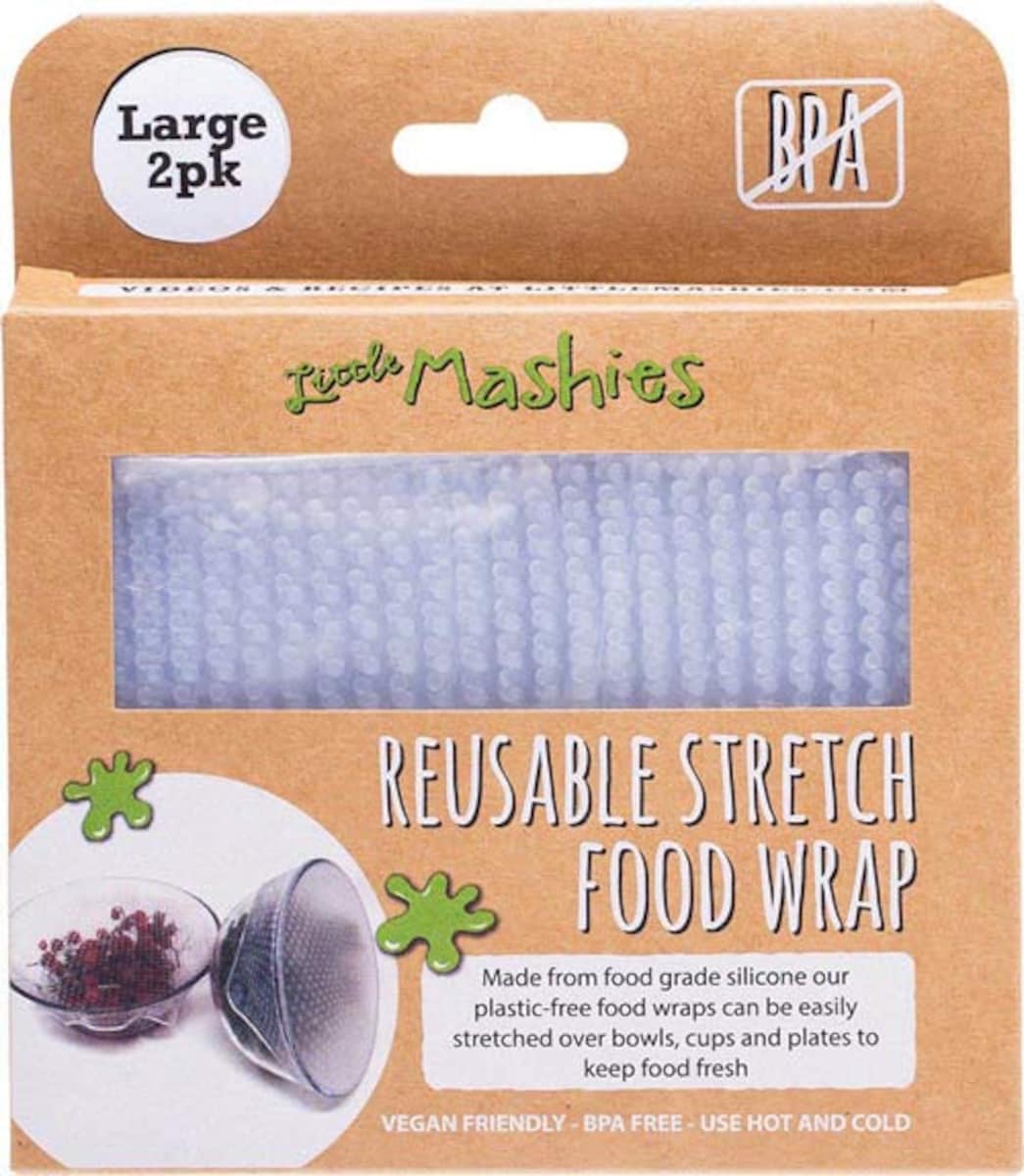 Little Mashies Reusable Stretch Silicone Food Wrap Large 2 Pack