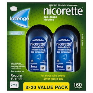 Nicorette Quit Smoking Cooldrops Icy Mint 2mg 160 Nicotine Lozenges