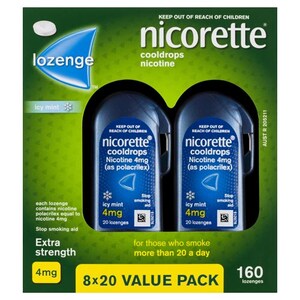 Nicorette Quit Smoking Cooldrops Icy Mint 4mg 160 Nicotine Lozenges