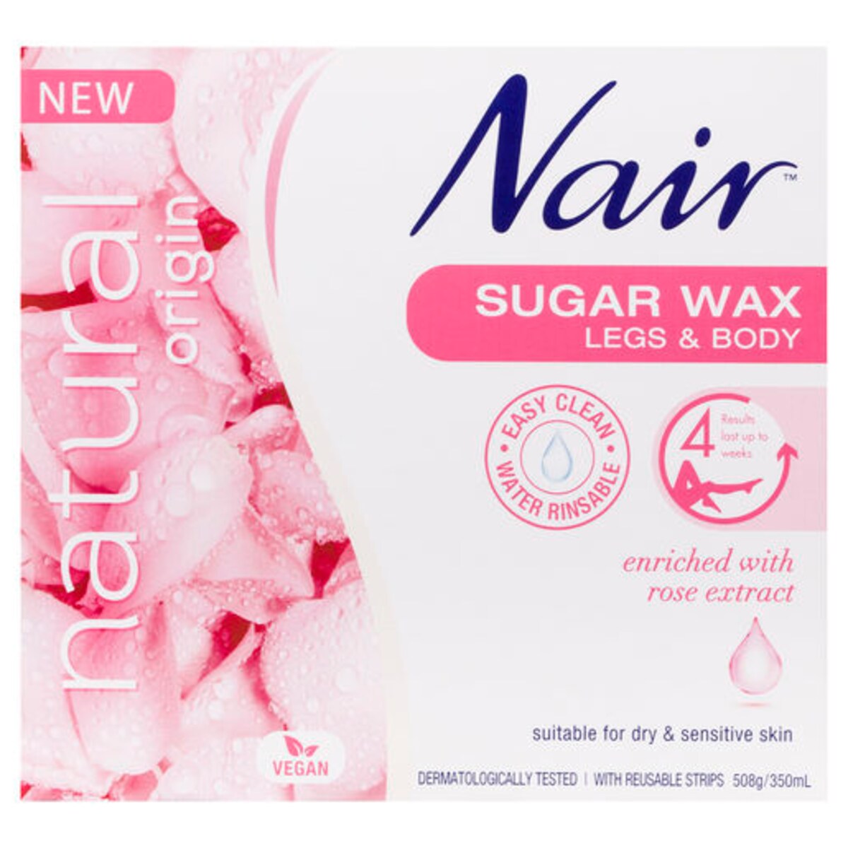Nair Natural Origin Rose Sugar Wax 350ml
