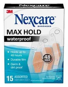 Nexcare Max Hold Waterproof Bandages Assorted 15 Pack