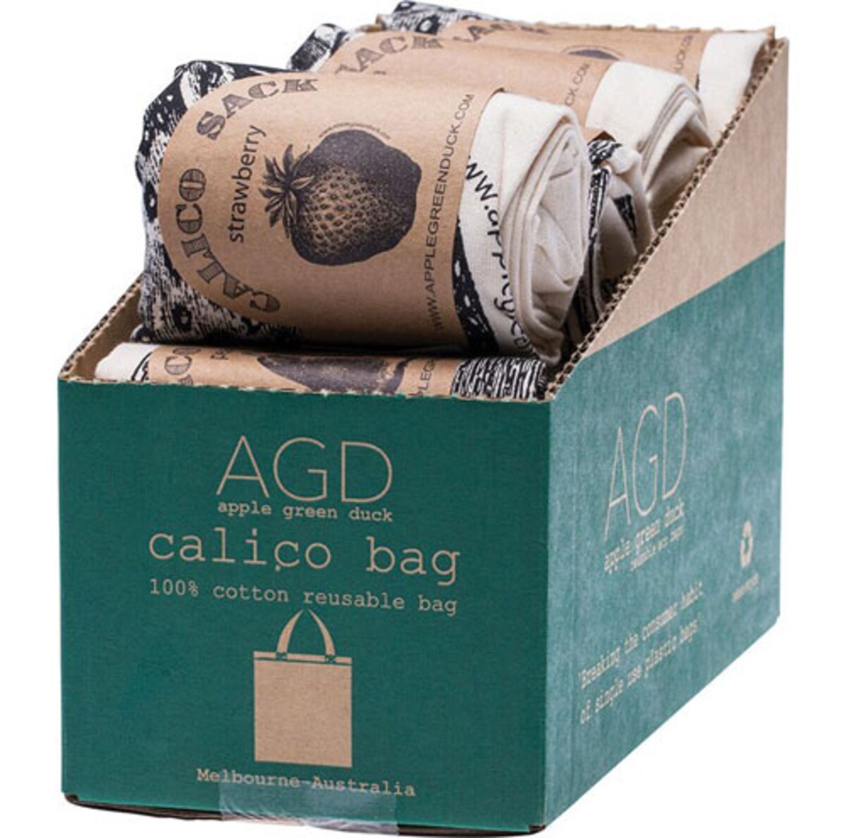 Apple Green Duck Reusable Shopping Bag Calico Mixed Gourmet Designs