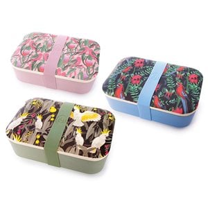 Native Birds Bamboo Lunch Box Assorted Designs (Colour selected at random)