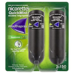 Nicorette Quit Smoking QuickMist Nicotine Mouth Spray Freshmint 2 x 150 Sprays