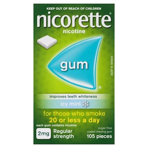 Nicorette Quit Smoking Nicotine Gum 2mg Icy Mint 105 Pieces