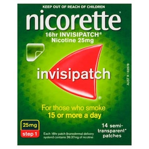 Nicorette Quit Smoking 16 Hour Nicotine Invisipatch Step 1 25mg 14 Patches