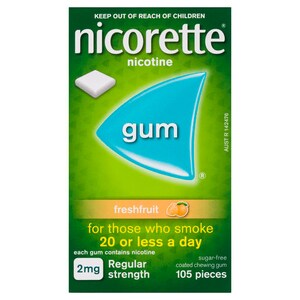Nicorette Quit Smoking Nicotine Gum 2mg Fresh Fruit 105 Pieces