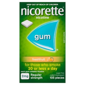 Nicorette Quit Smoking Nicotine Gum 2mg Fresh Fruit 105 Pieces