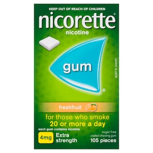 Nicorette Quit Smoking Nicotine Gum 4mg Fresh Fruit 105 Pieces