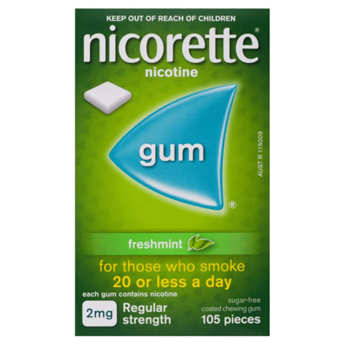 Nicorette Quit Smoking Nicotine Gum 2mg Fresh Mint 105 Pieces